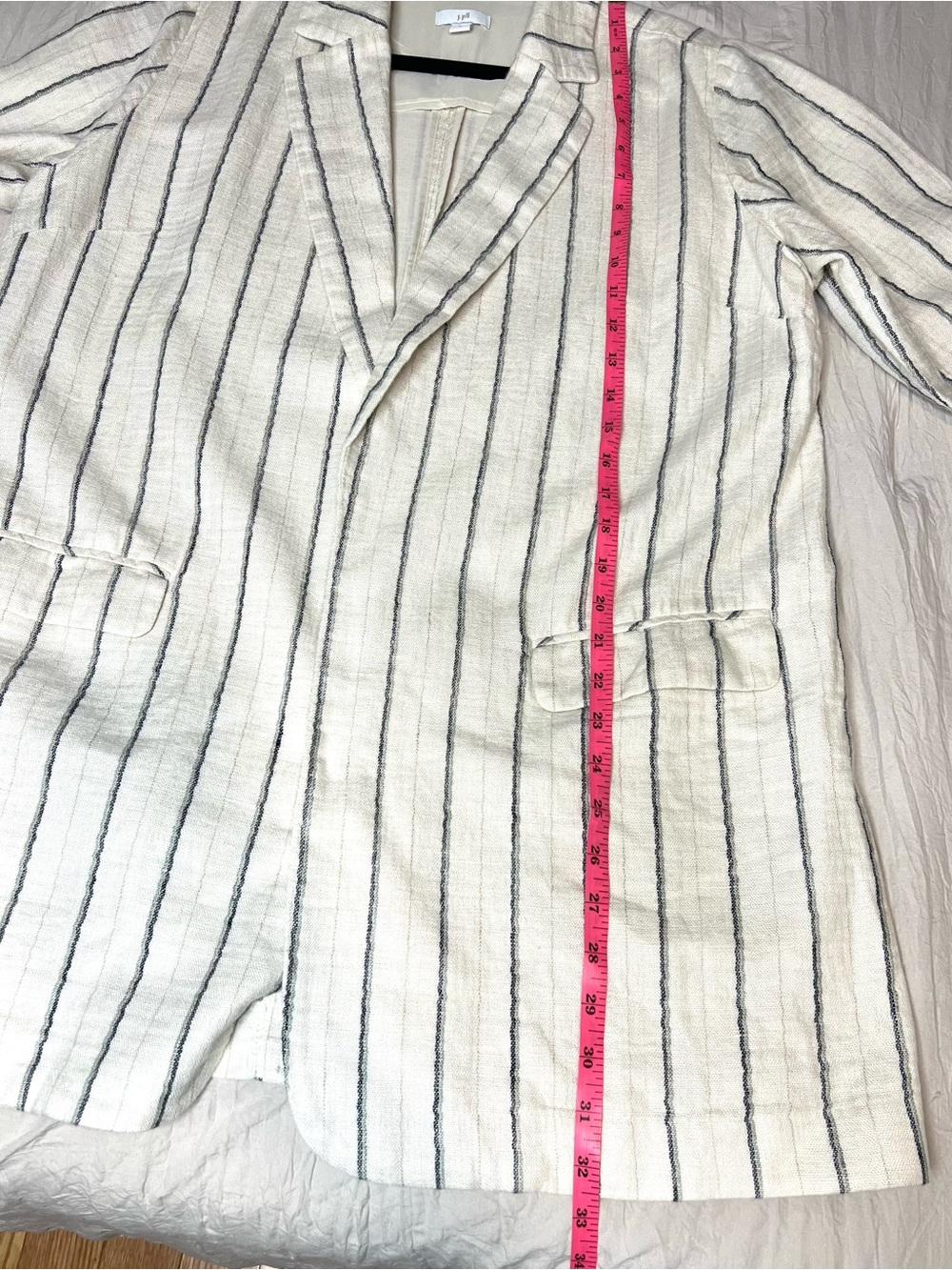 J.Jill Linen Blend Striped Cream Blazer Jacket Oversized SZ M EUC - Picture 8 of 8